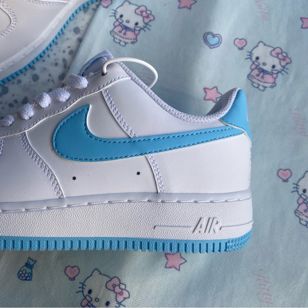 Nike Air Force 1 Low White with Light Blue Swoosh - Picture 2 of 6
